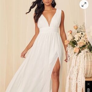 Lulu's Elegant White Maxi Dress